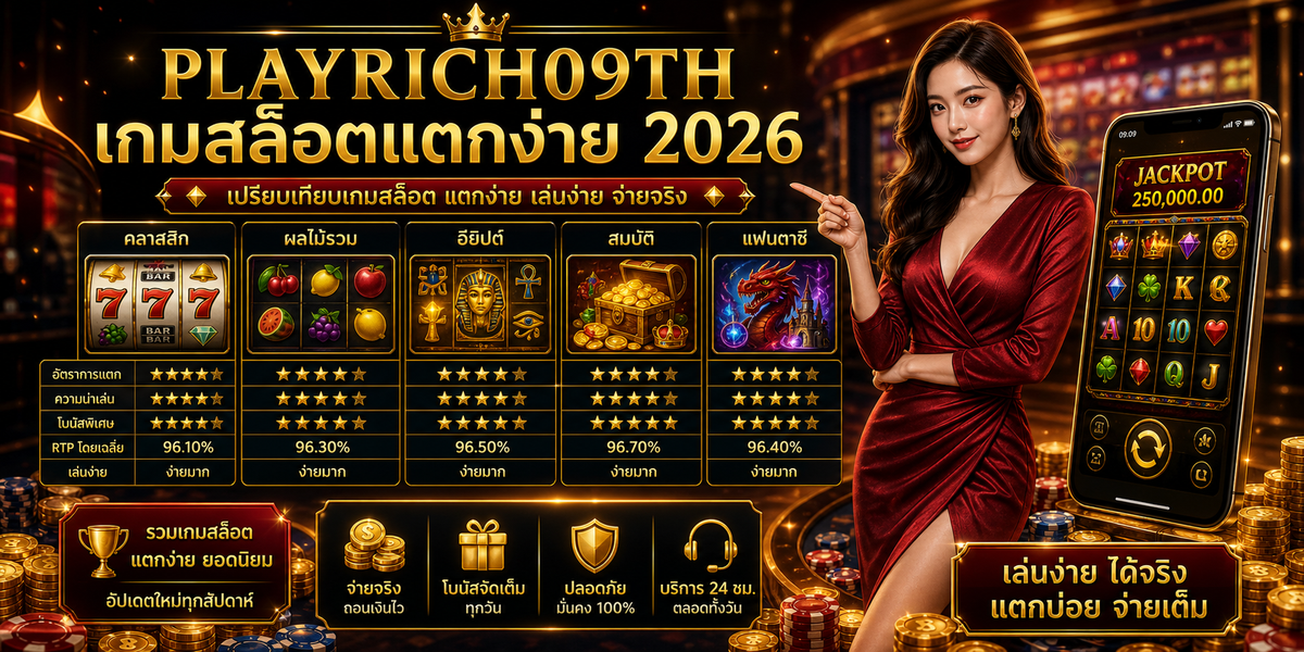 เกมสล็อตแตกง่าย PLAYRICH09TH 2026 คู่มือเล่นอย่างมีแผน 2 เกมสล็อตแตกง่าย PLAYRICH09TH 2026 จุดเด่นและฟีเจอร์
